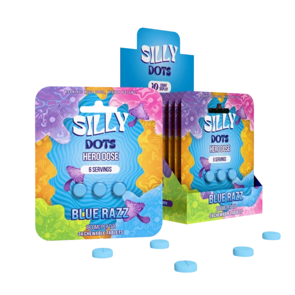 Party Pack | Silly Dots Super Dose 2400mg Tabs | 3 Pack | Blue Razz | 10 Count Display
